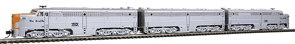 Diesel ALCO PA-2 A-B-A Set; Both A Units Powered, Dummy B -- Denver & Rio Grande Western #600 (1st, 2nd, 3rd); California Zephyr