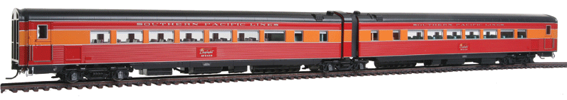 SP Morning Daylight Articulated Coach - Ready to Run -- Southern Pacific #2467, 2468 (1941 Pre-War Scheme, red, orange)