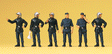 French Firemen pkg(6) -- Wearing Modern Helmets