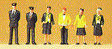 Railway Personnel -- Wearing Black & Yellow Uniforms pkg(6)