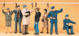 People Working -- Street Car Crew w/Pedestrians