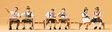 Oktoberfest Goers #1 Seated At Tables -- pkg(6)