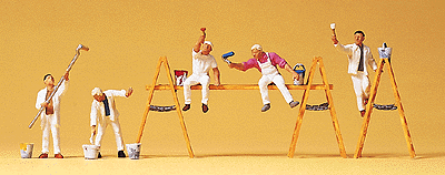 People Working -- Paint Crew w/Ladders & Accessories pkg(5)