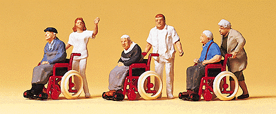 Pedestrians -- Elderly Being Pushed in Wheelchairs pkg(3) - 2 Figures Each