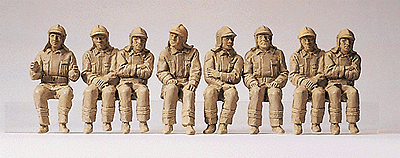 Emergency - Modern German Firefighters - Unpainted Figure Set -- Seated Driver & Crew pkg(8)