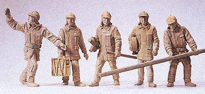 Emergency - Modern German Firefighters - Unpainted Figure Set -- Arriving at Scene - Carrying Equipment pkg(5)