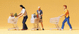 Pedestrians -- People w/Grocery Carts pkg(3) - 3 Carts, 3 Figures)