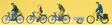 Sports & Recreation -- Cyclists w/Bicycle Trailer pkg(4)