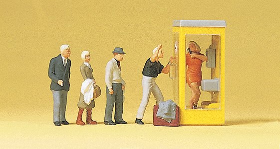 Pedestians -- Waiting Persons At The Telephone Booth (5 Figures, 1 Phone Booth)