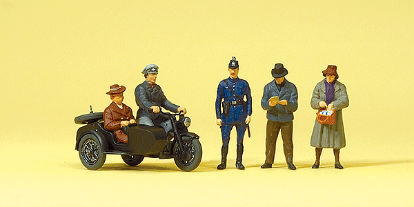 Pedestrians -- Pedestrians, Passengers & Motorcycle w/Sidecar