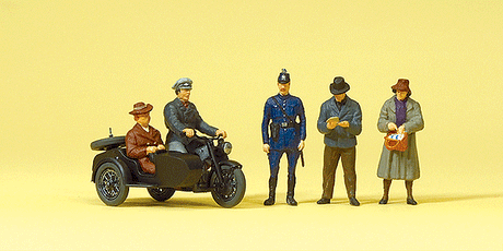 Pedestrians -- Pedestrians, Passengers & Motorcycle w/Sidecar