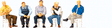 Pedestrians -- Waiting Men Sitting on Chairs pkg(5)