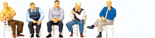 Pedestrians -- Waiting Men Sitting on Chairs pkg(5)