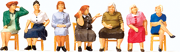 Pedestrians -- Waiting Women Sitting on Chairs pkg(7)