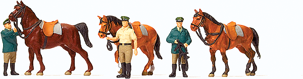 Emergency Personnel -- Standing German Police with Horses pkg(6)