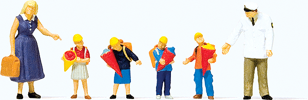 Pedestrians -- First Day at School Man, Woman, 4 Children