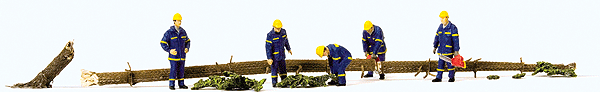 Emergency THW Workers Clearing the Road -- 5 Men in Uniforms