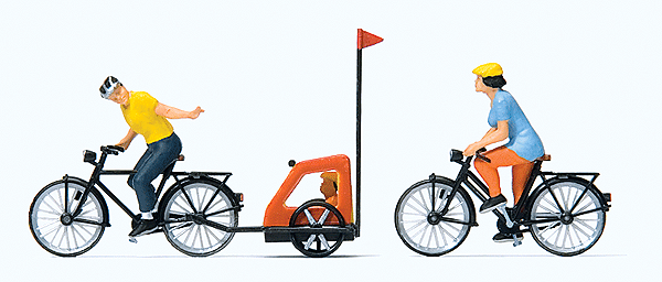 Family Bicycle Ride -- Mother, Father, Toddler, 2 Bikes & Baby Trailer
