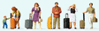 Standing Travelers w/Rolling Suitcases -- pkg(6)