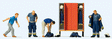 Preparing For Fire Run -- 4 Figures, Lockers & Accessories