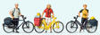 Standing Cyclists in Sportswear w/Bikes -- Set #1 pkg(3)