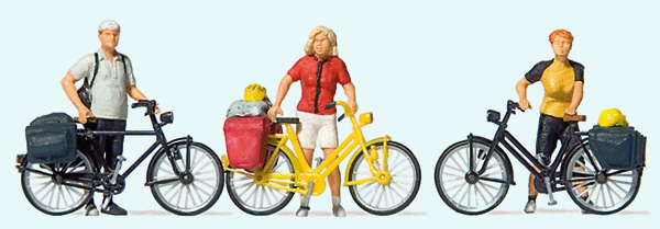Standing Cyclists in Sportswear w/Bikes -- Set #1 pkg(3)