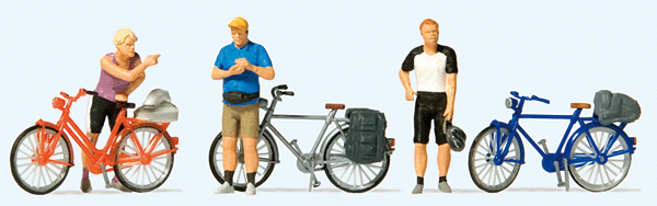 Standing Cyclists in Sportswear w/Bikes -- Set #2 pkg(3)