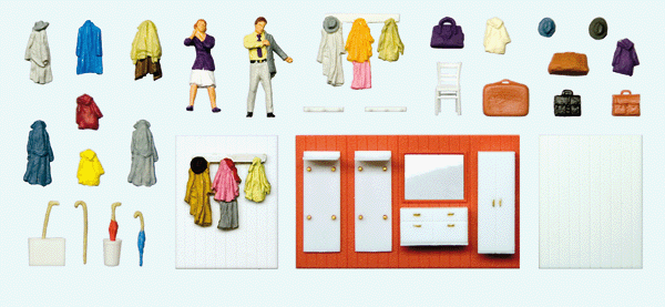 Ready to Go Out -- 2 Figures, & Cloak Room Details