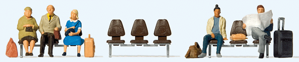 Waiting Travelers #1 -- 5 Figures, 3 Seat Rows