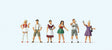Standing Beer Drinkers in Tradtional German Costume -- pkg(6)