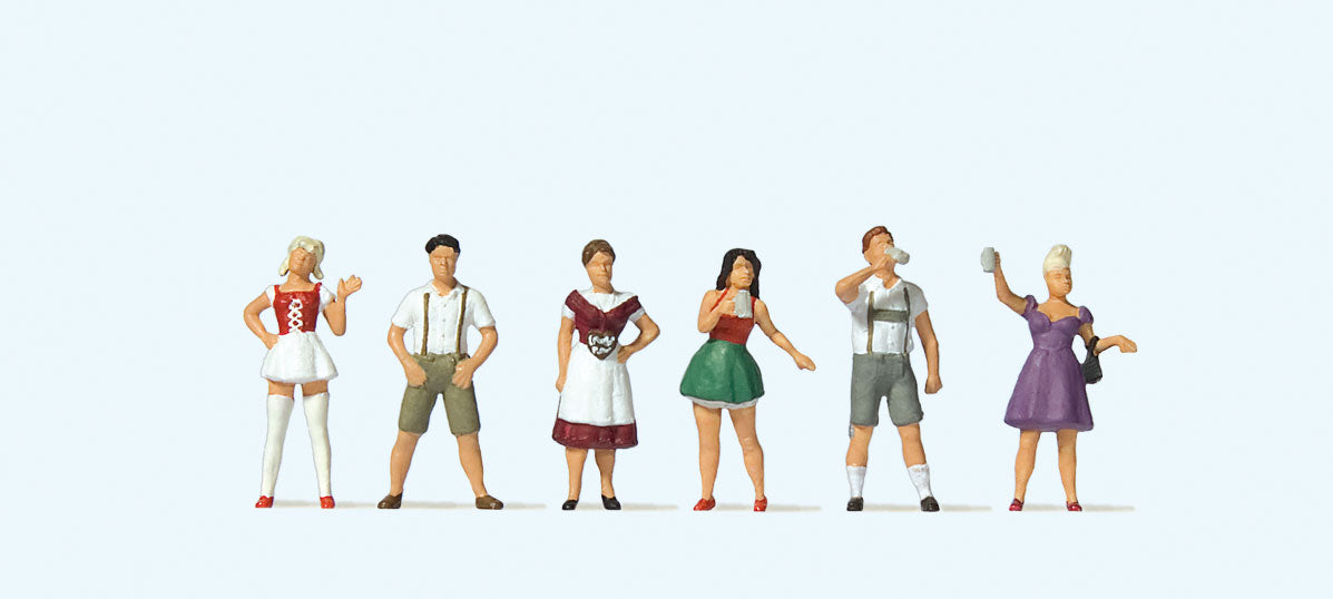 Standing Beer Drinkers in Tradtional German Costume -- pkg(6)
