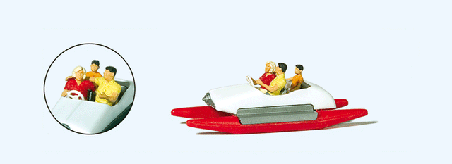 Pedal Boat w/Family -- Set #2 (white, red)
