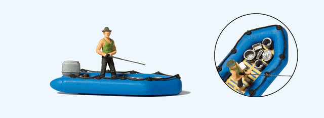 Dinghy w/Fisherman/Angler -- Blue