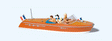 Riva Ariston Motorboat w/Crew -- Set #2 (brown)