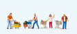 Shoppers with Shopping Carts pkg(4)