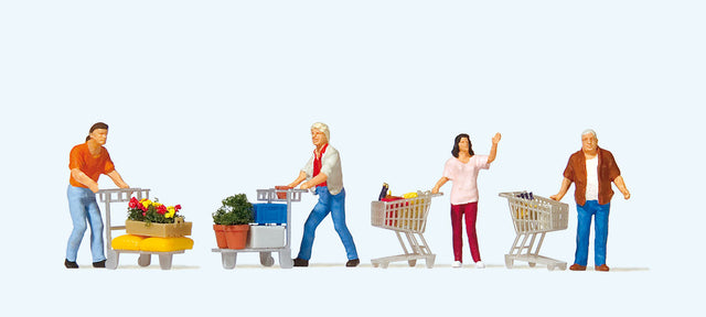 Shoppers with Shopping Carts pkg(4)