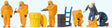 Firemen in Orange Hazmat Suits -- pkg(6)-1