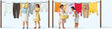 Women Hanging Laundry -- 4 Women and 2 Clothes Lines