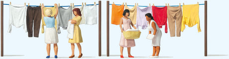 Women Hanging Laundry -- 4 Women and 2 Clothes Lines