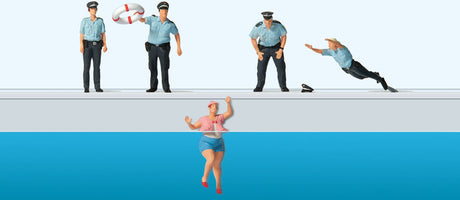 Water Rescue -- 4 Policemen and Woman