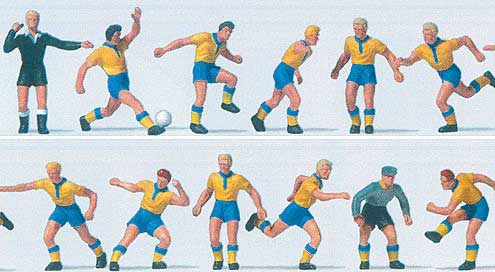 Soccer Team with Referee pkg(12) -- Yellow Shirts, Blue Shorts