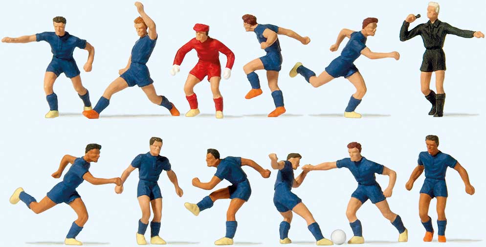 Soccer Team with Referee pkg(12) -- Blue Shirts, Blue Shorts