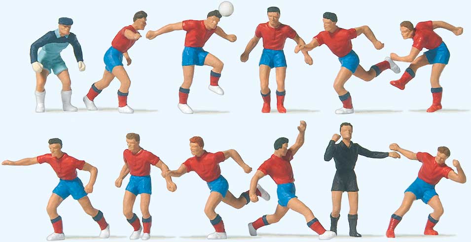 Soccer Team with Referee pkg(12) -- Red Shirts, Blue Shorts