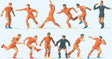 Soccer Team with Referee pkg(12) -- Orange Shirts, Orange Shorts