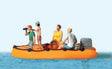 Family in a Rubber Dinghy -- 4 Figures & Boat