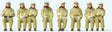 Seated Modern Firemen -- Beige Uniforms pkg(8)