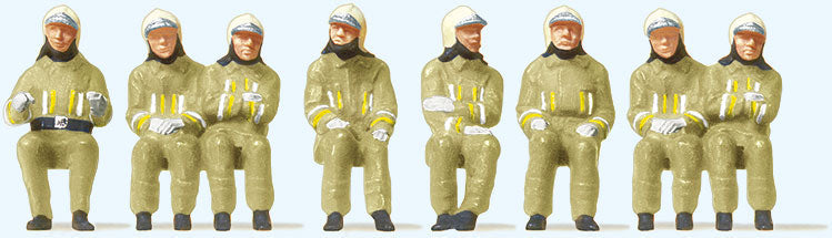 Seated Modern Firemen -- Beige Uniforms pkg(8)