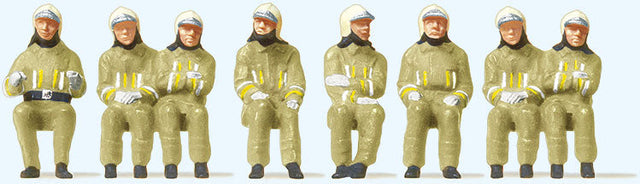 Seated Modern Firemen -- Beige Uniforms pkg(8)