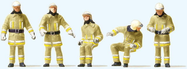 Modern Firemen Fire Truck Team -- Beige Uniforms pkg(5)