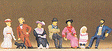 1900's Figures -- People Sitting on Platform pkg(7)